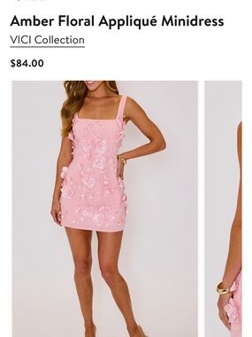 Vici Pink Floral Appliqué Mini Dress